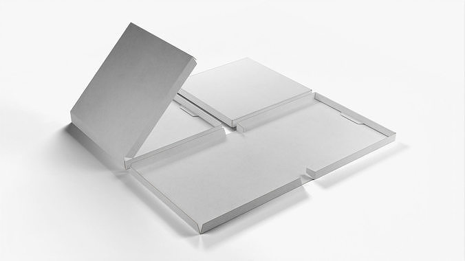 8-inch Pizza Boxes White Paper Mockup 3D Model Pack 6