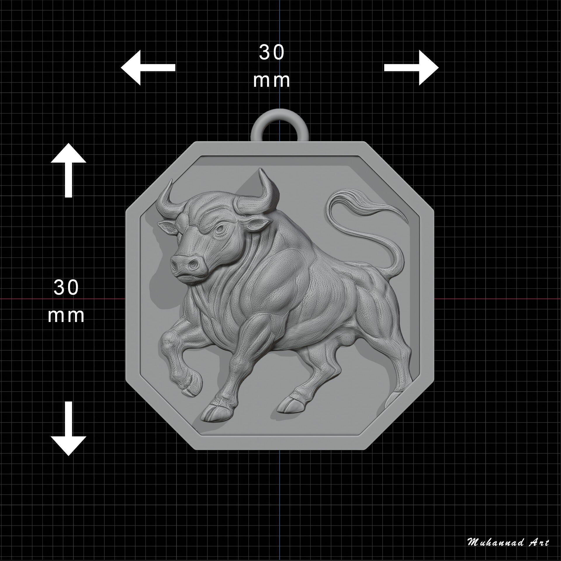 Bull Pendant  3D print model_1