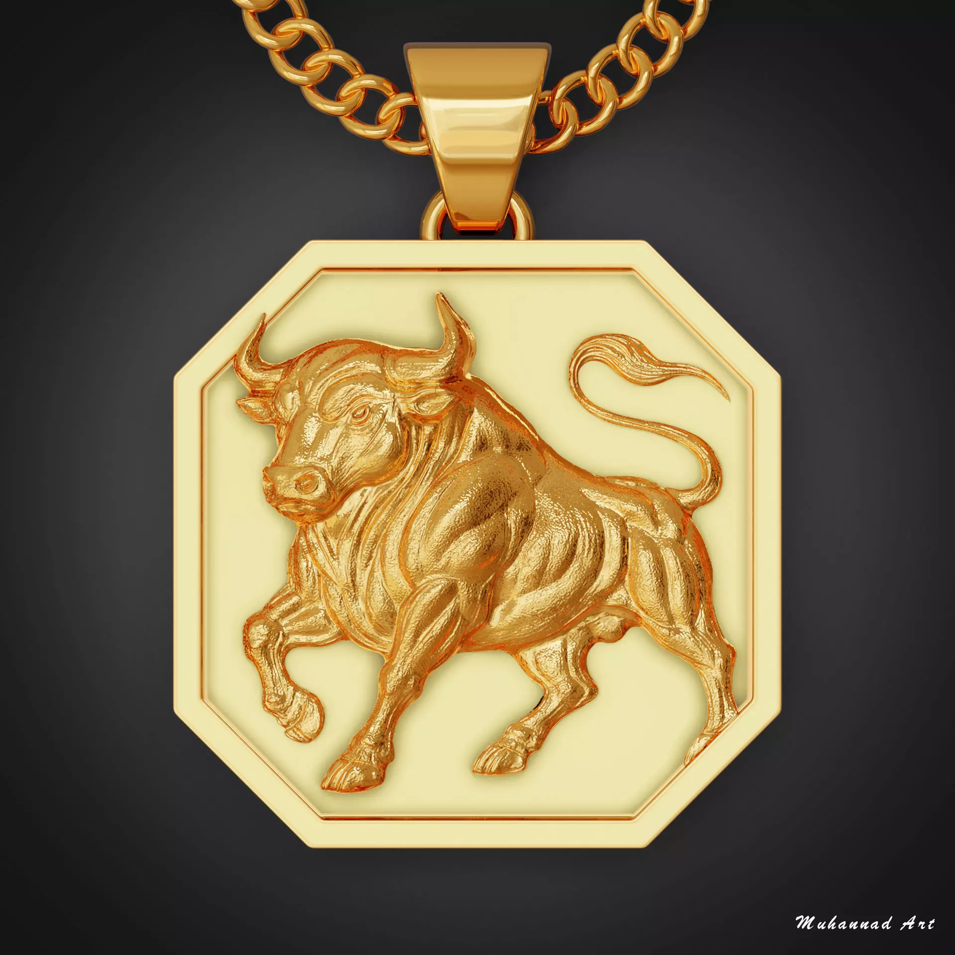 Bull Pendant  3D print model_0
