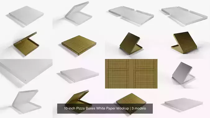 10-inch Pizza Boxes White Paper Mockup