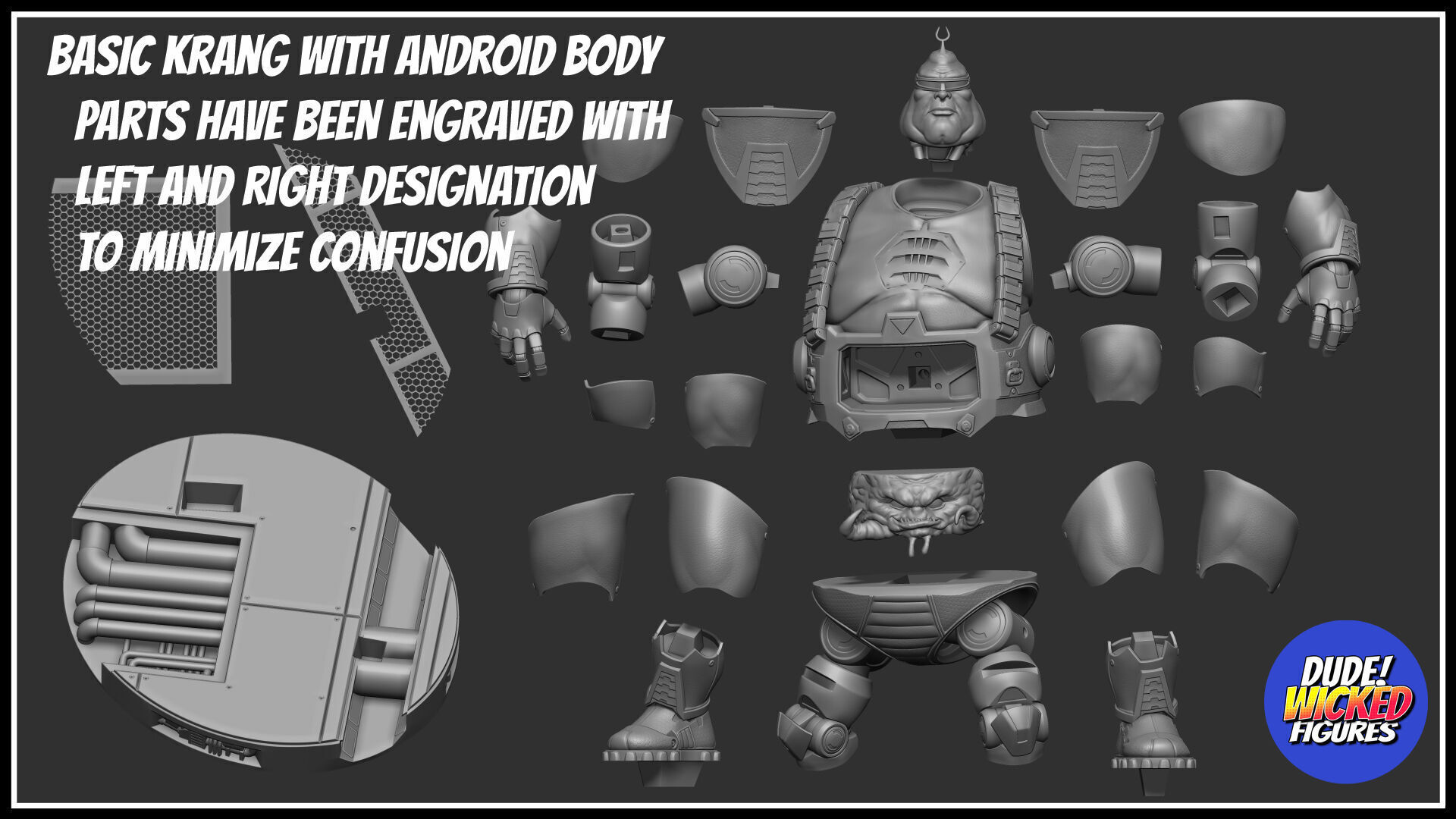 Krang with Android Body Basic Custom Figure 3D print model_4