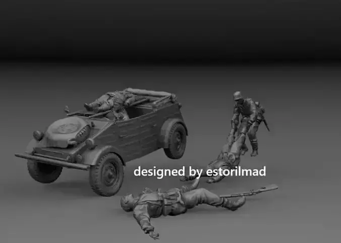 WW2 GERMAN KUBELWAGEN RESCUING THE WOUNDED 3D print model
