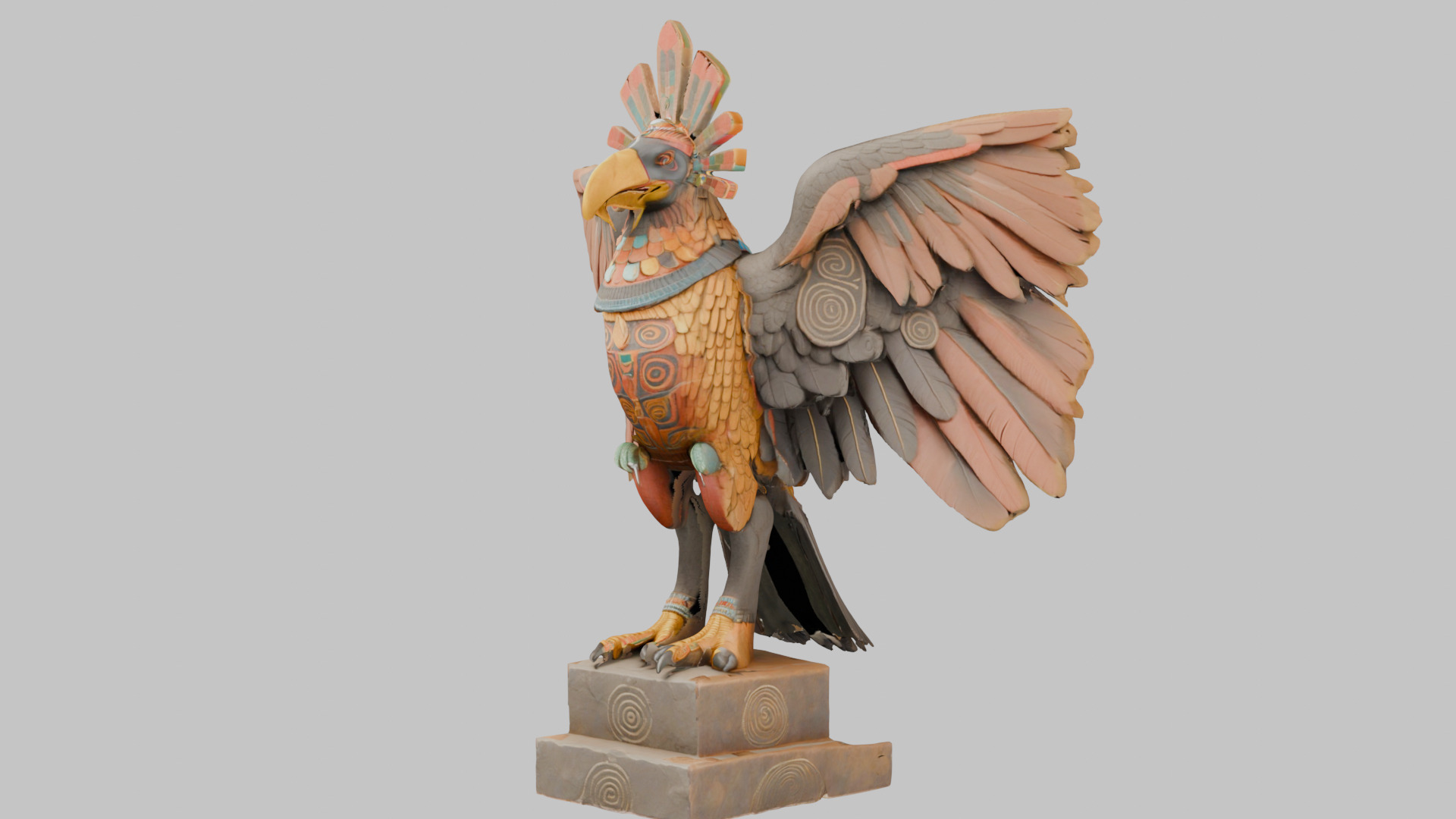 Rooster Statue Low-poly 3D model_7