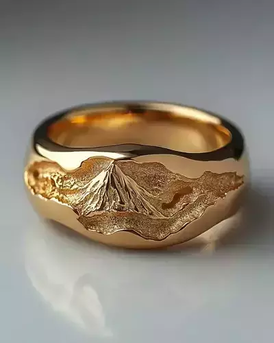 3D Mountain Ring STL Model for Nature Lovers Outdoor Gifts 3D print model