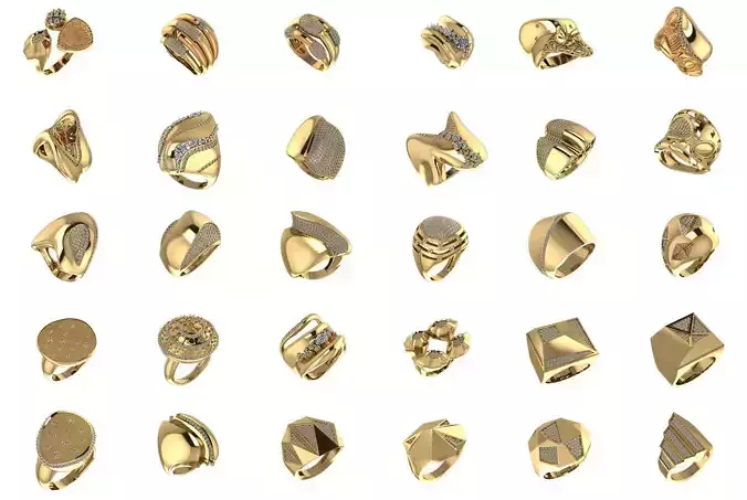 30 Fantasy Ring 3dm STL