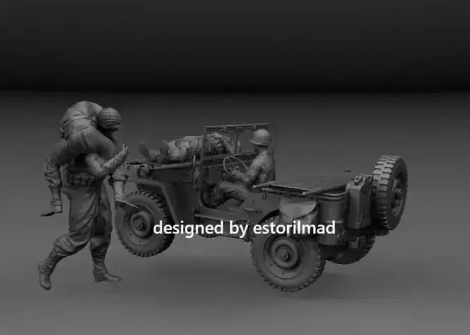 WW2 JEEP WILLY DOCTOR RESCUES WOUNDED AMERICANS 3D print model