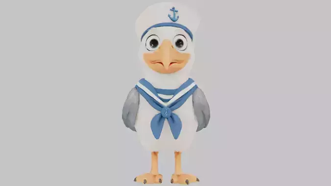 Sailor Seagull 3D Model Low-poly 3D model