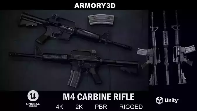 GAME READY M4 CARBINE RIFLE PBR RIGGED