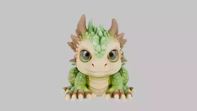 Adorable Emerald Hatchling 3D Model