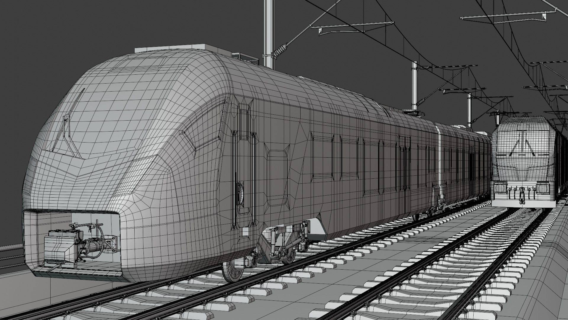 Stadler Flirt and Siemens Vectrain on bridge 3D model_4