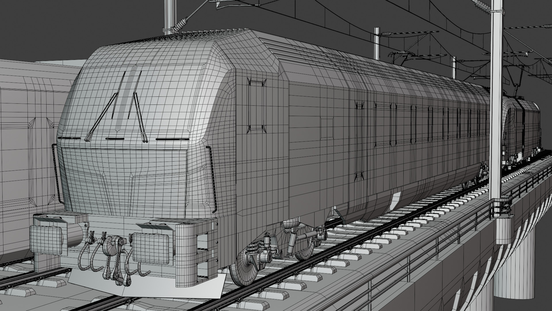 Stadler Flirt and Siemens Vectrain on bridge 3D model_6