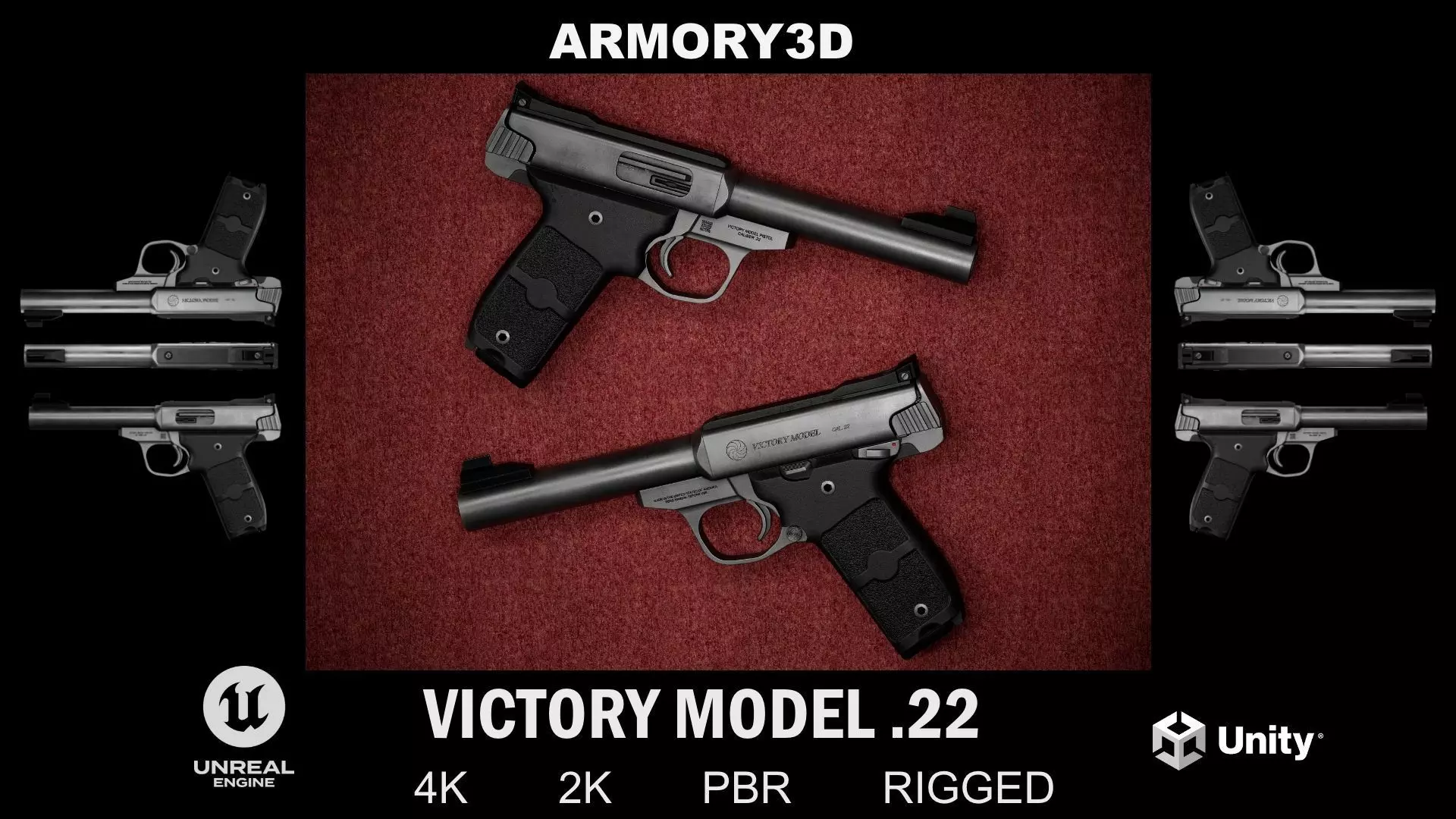 GAME READY SW VICTORY MODEL 22LR PISTOL PBR RIGGED Low-poly 3D model_0