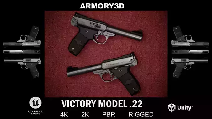 GAME READY SW VICTORY MODEL 22LR PISTOL PBR RIGGED Low-poly 3D model