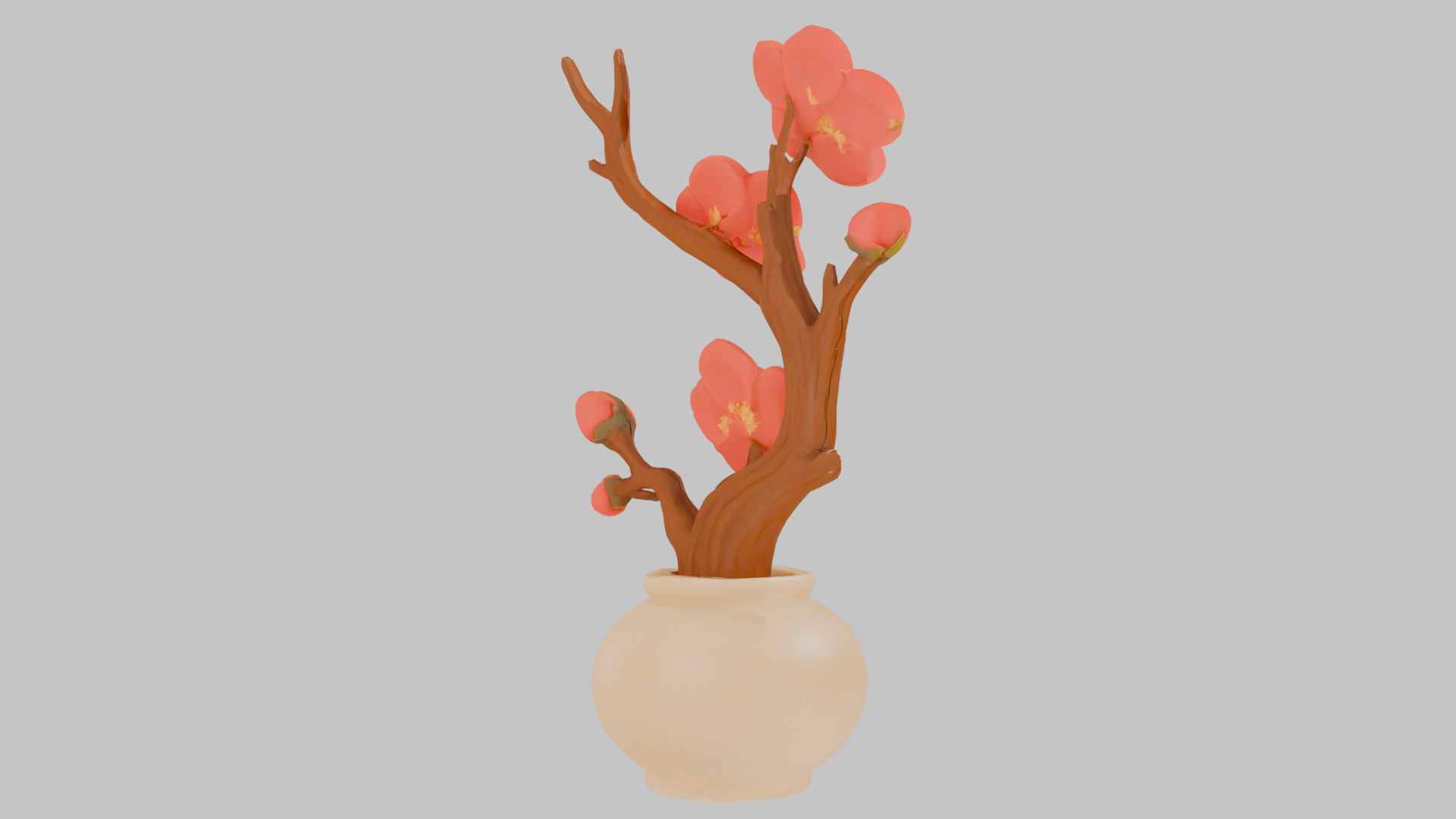 Cozy Armchair with Floral Design Low-poly 3D model_3