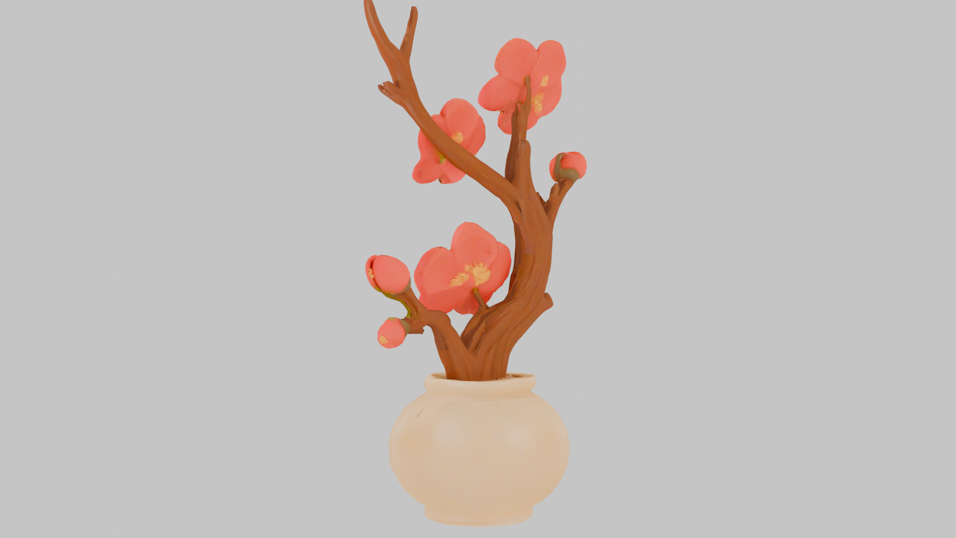 Cozy Armchair with Floral Design Low-poly 3D model_5