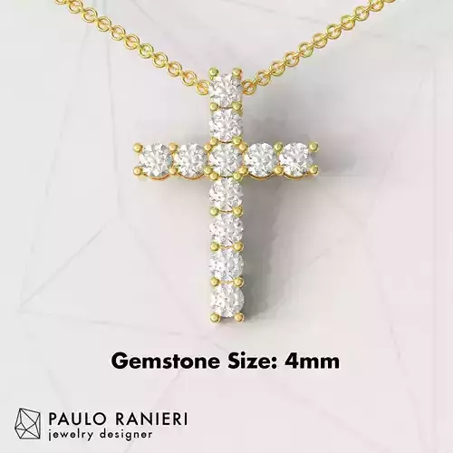 4mm Gemstone Cross Pendant 3D print model