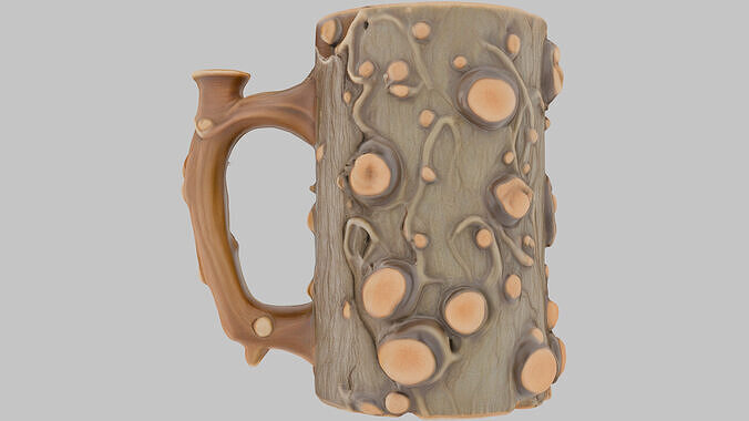 Stylized Wooden Mug Low-poly 3D model