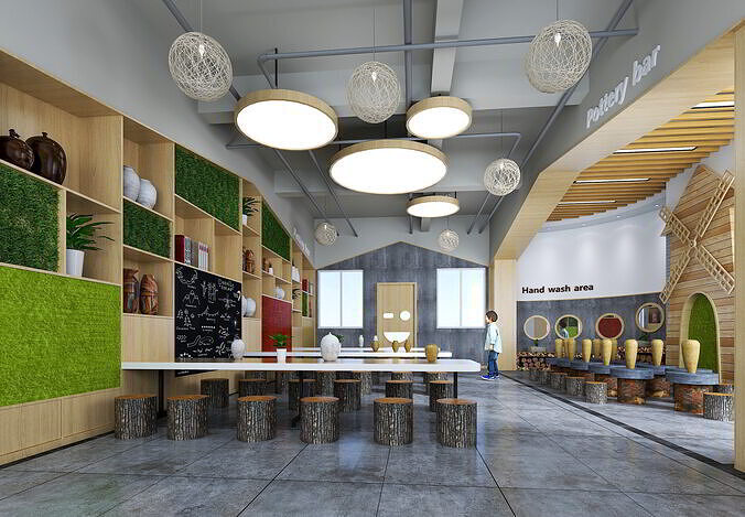 Pottery Workshop - Classroom Interior 3D Model 3D model