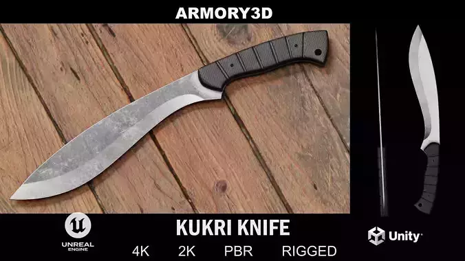 GAME READY KUKRI KNIFE PBR RIGGED