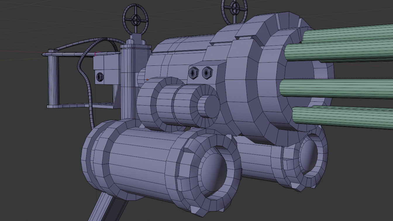 GATLING MACHINE GUN Low-poly 3D model_5
