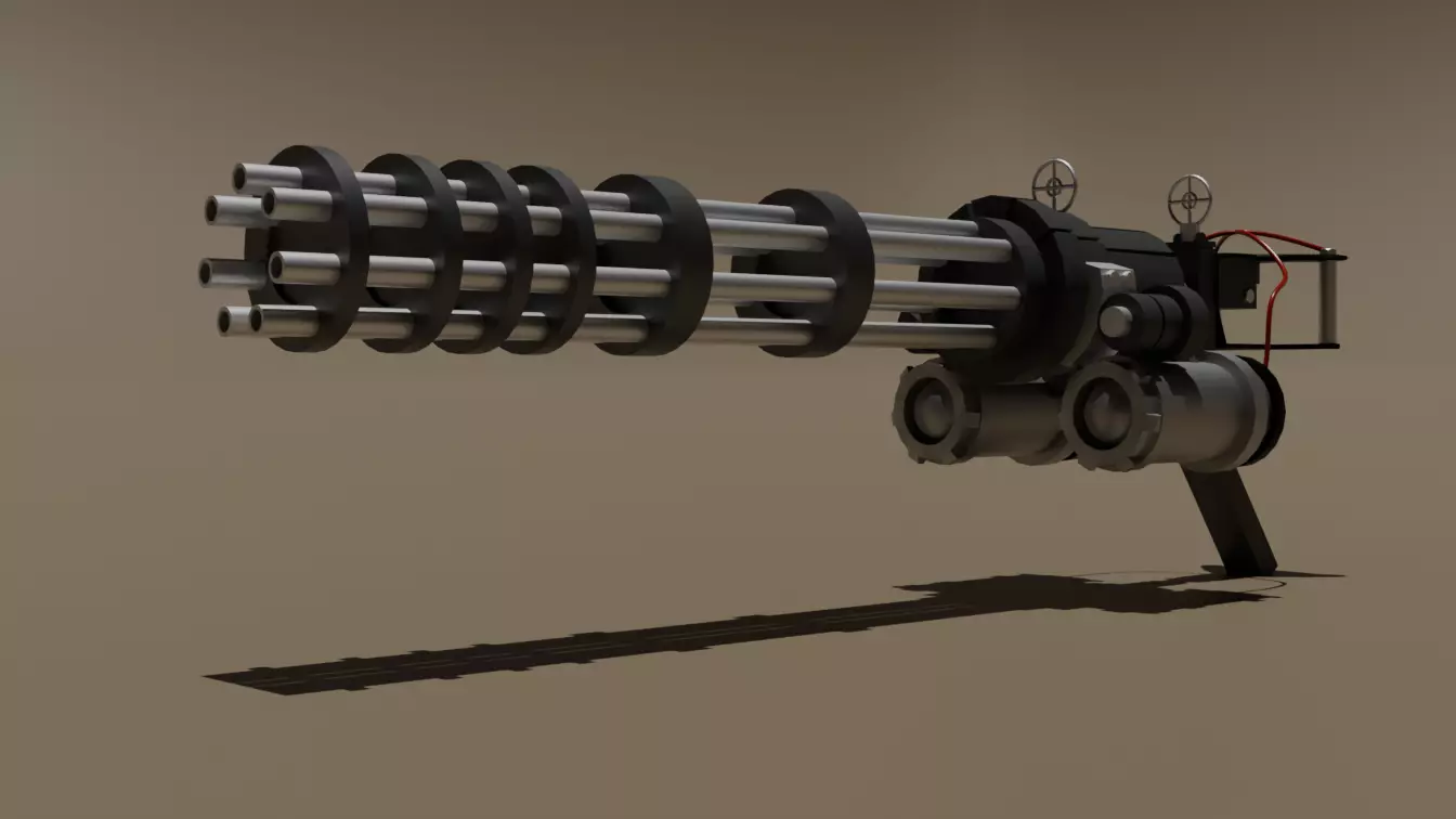GATLING MACHINE GUN Low-poly 3D model_0