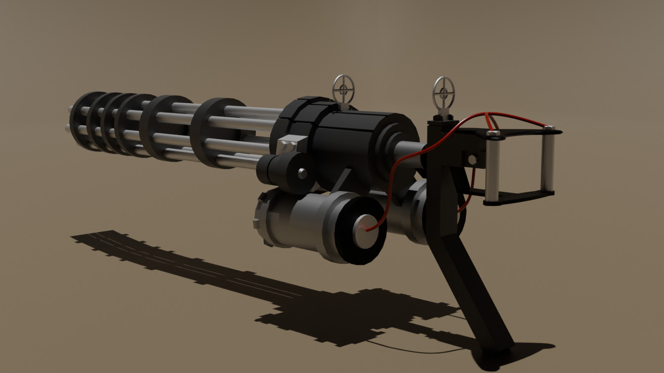 GATLING MACHINE GUN Low-poly 3D model_1