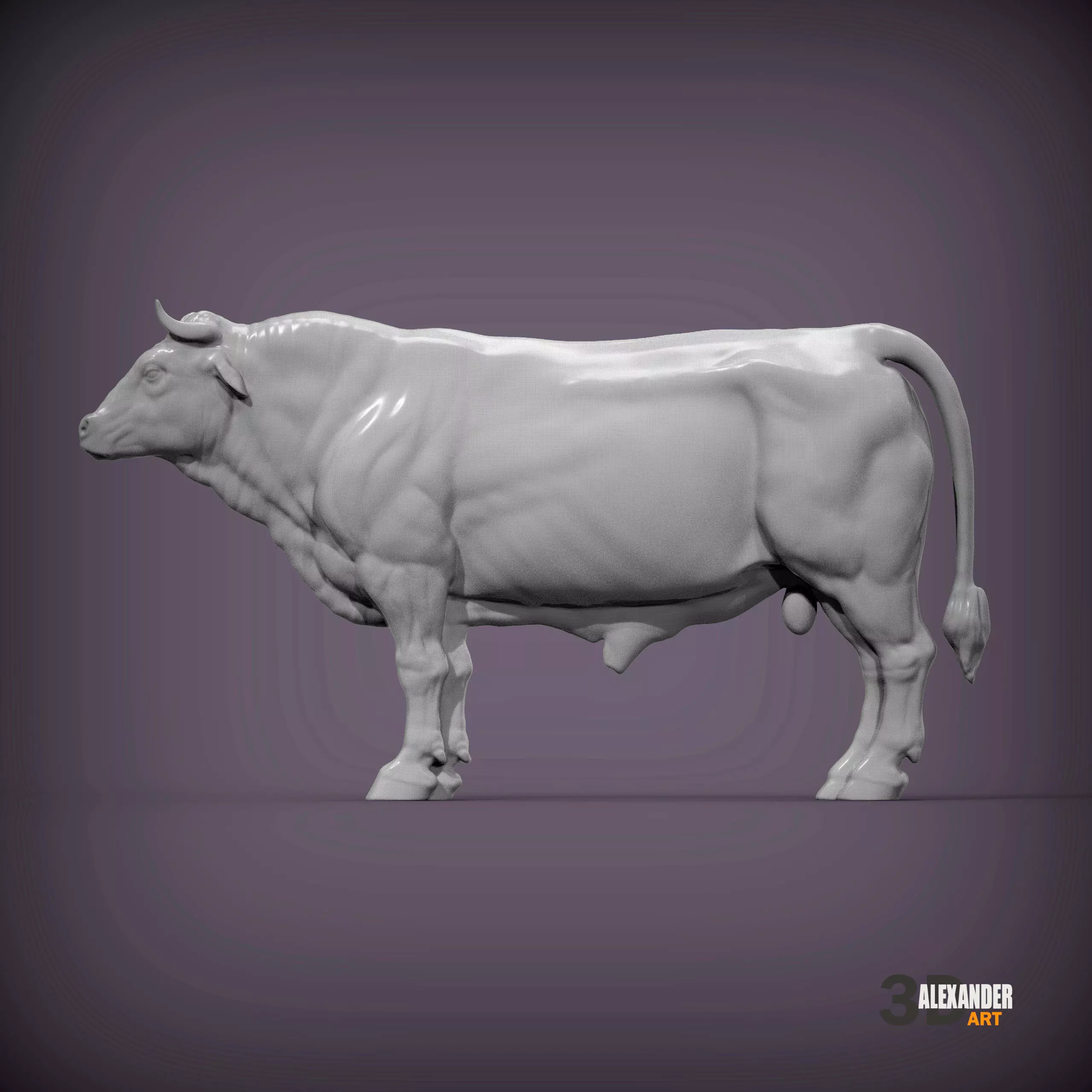 Limousin Bull Bas-Relief 3D print model