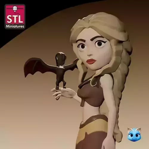 Anime Style Daenerys Targaryen STL Model  Dragon Queen in 3D 