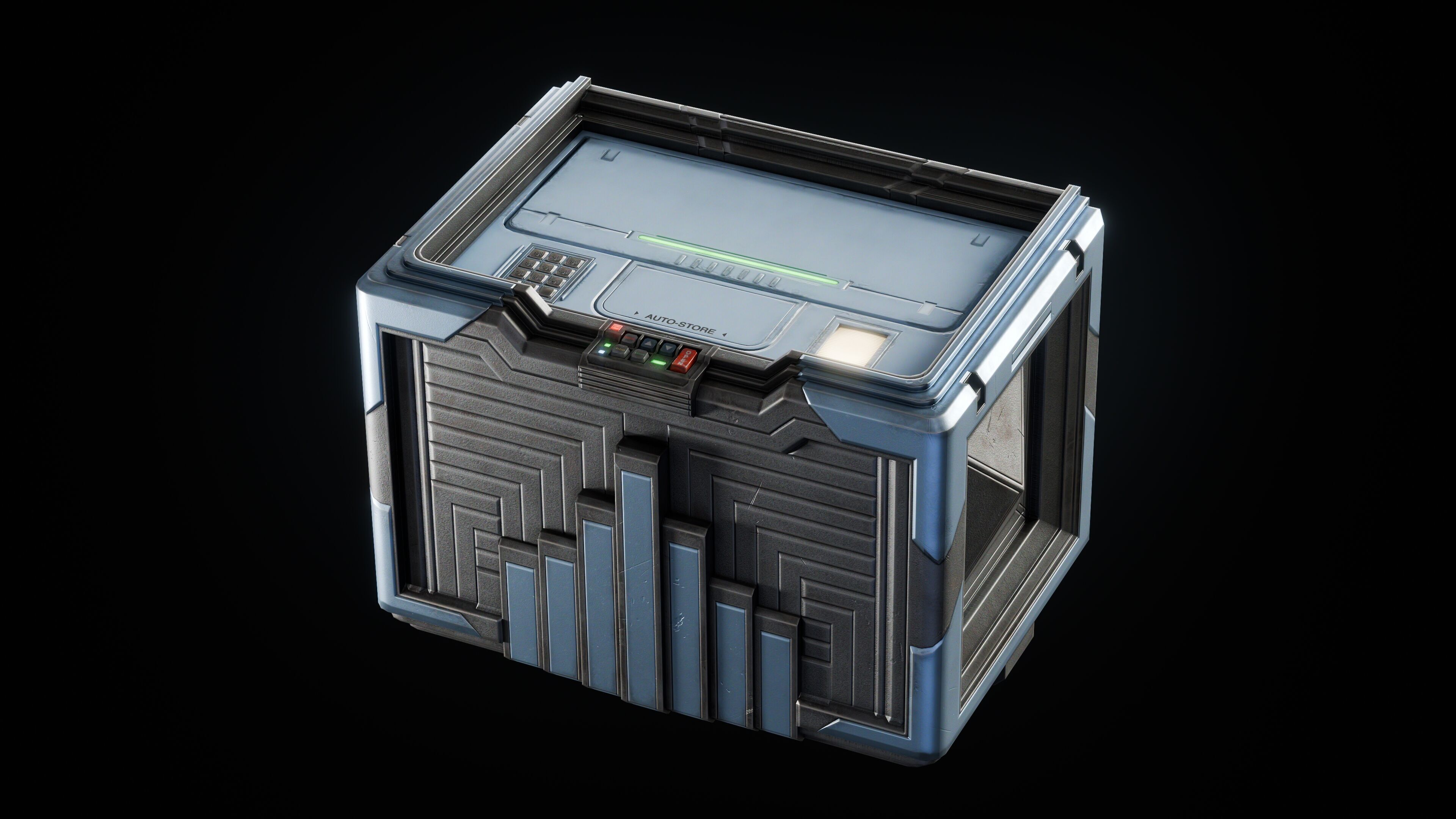 GAME READY CYBERPUNK SUPPLY CRATE PBR RIGGED Low-poly 3D model_1