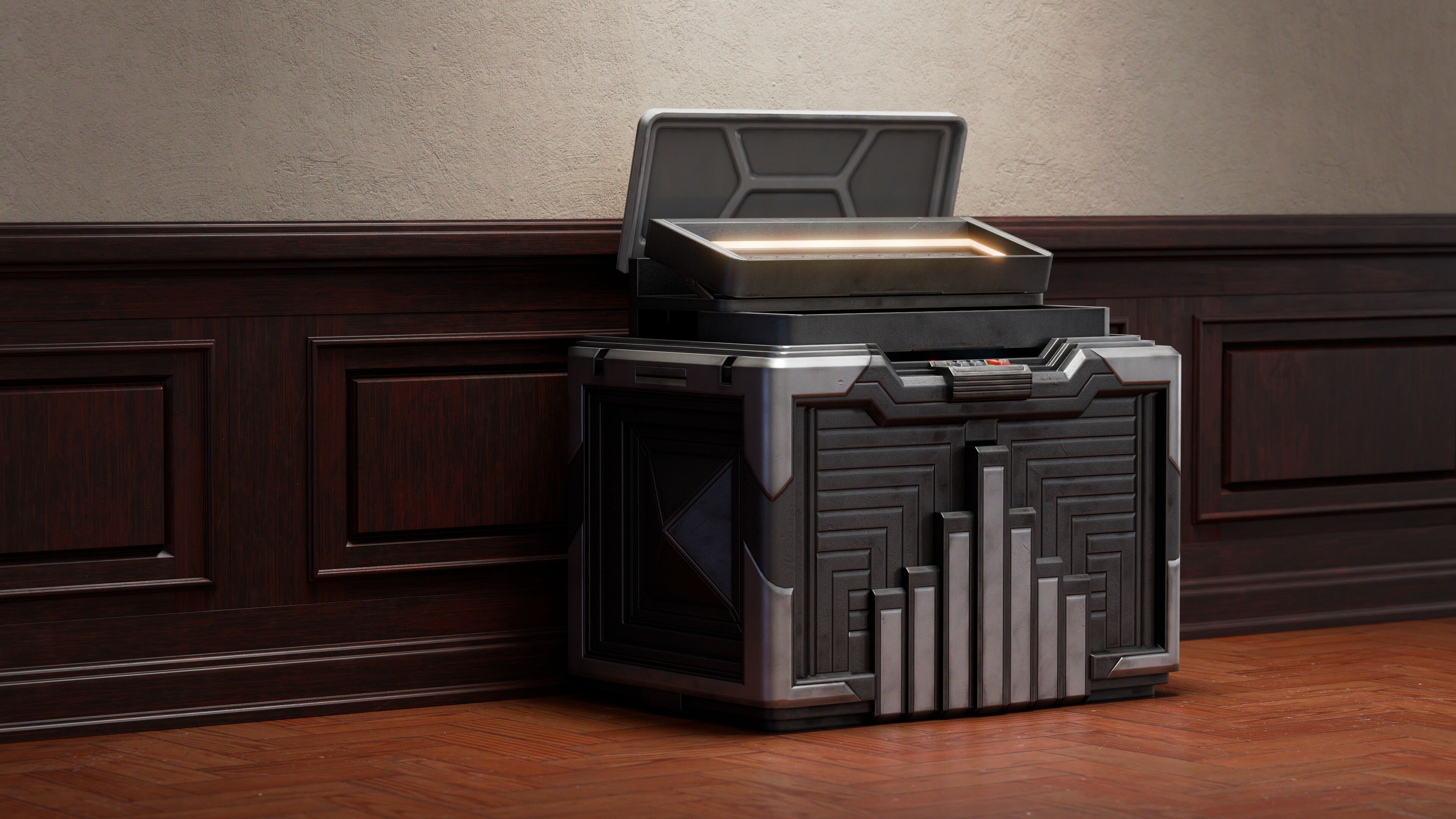 GAME READY CYBERPUNK SUPPLY CRATE PBR RIGGED Low-poly 3D model_5