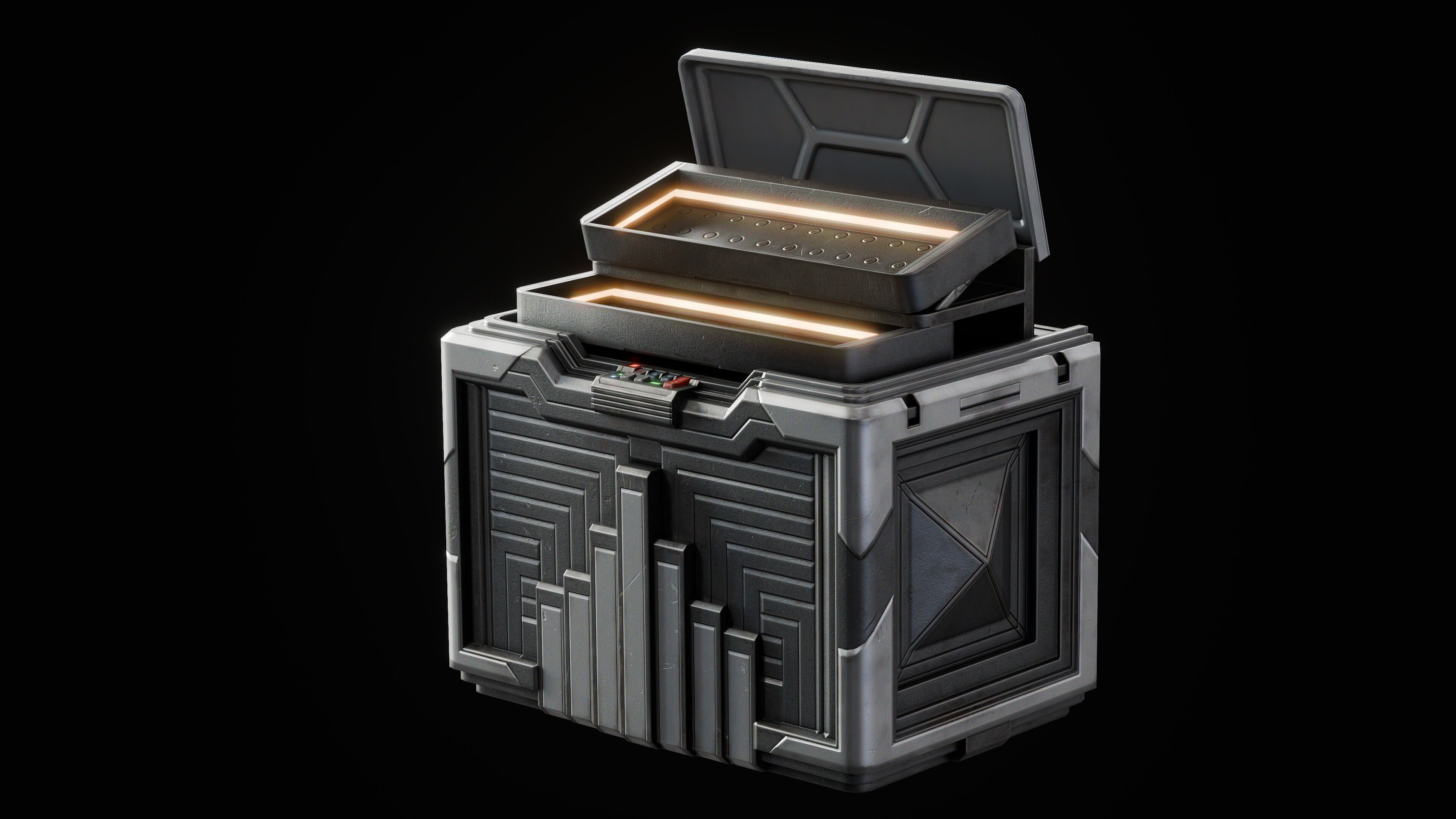 GAME READY CYBERPUNK SUPPLY CRATE PBR RIGGED Low-poly 3D model_4