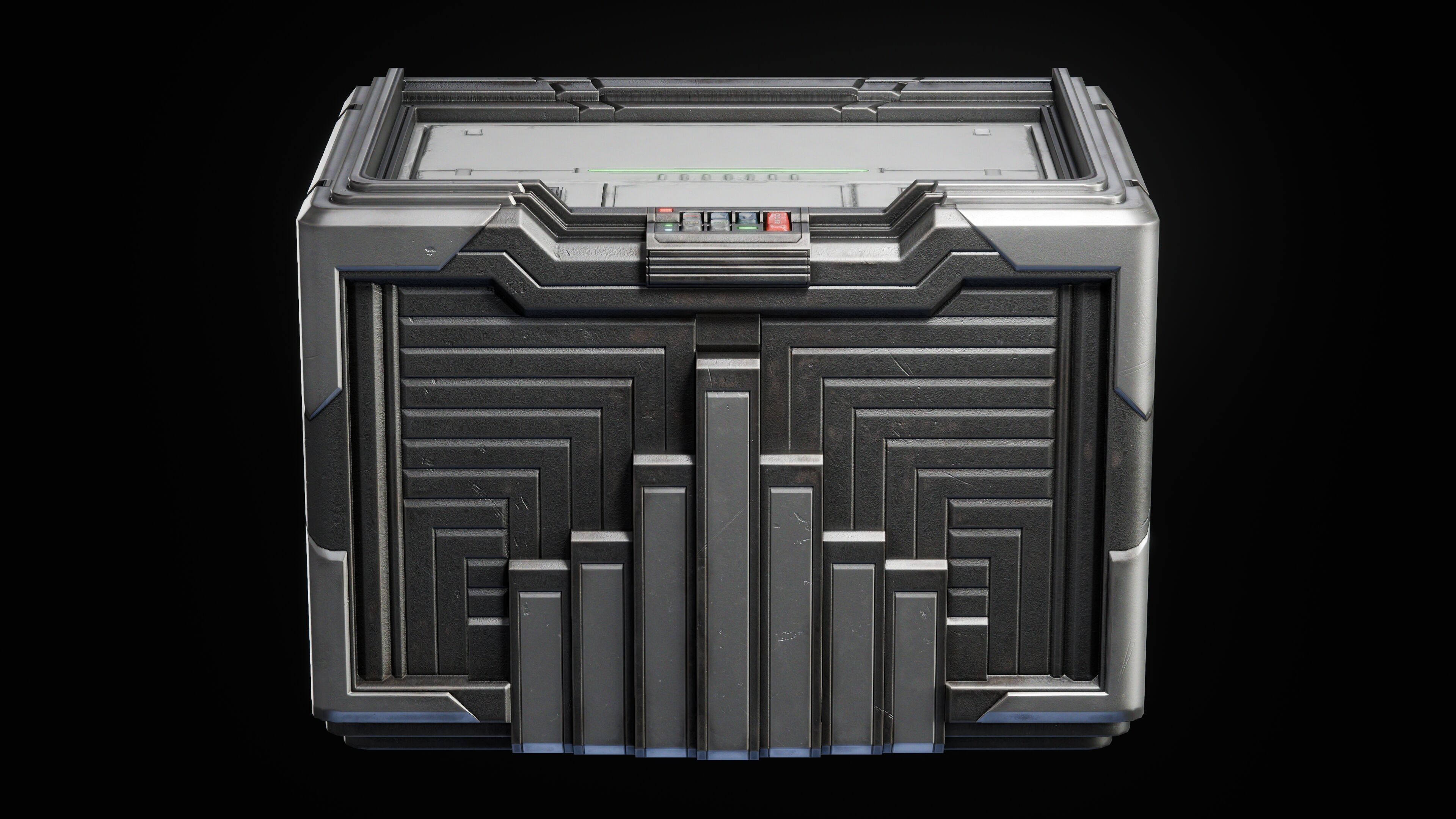 GAME READY CYBERPUNK SUPPLY CRATE PBR RIGGED Low-poly 3D model_3