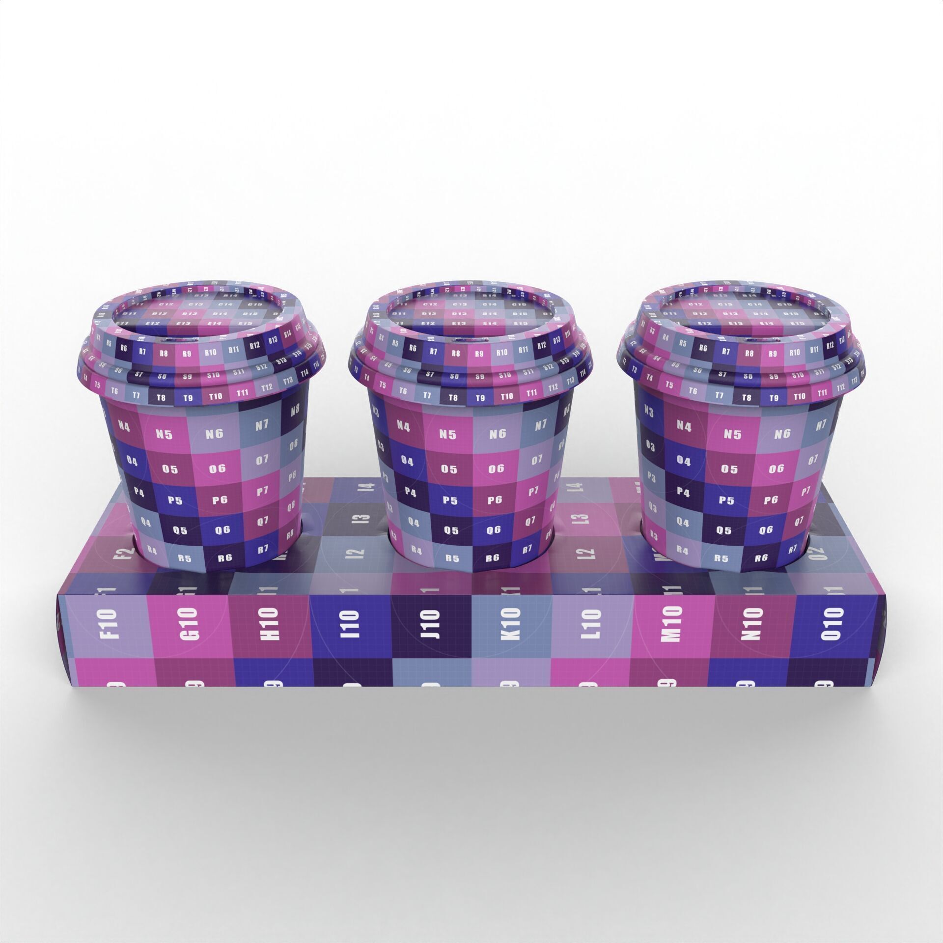 Three Coffee Cups with Kraft Paper Holder Texture_7