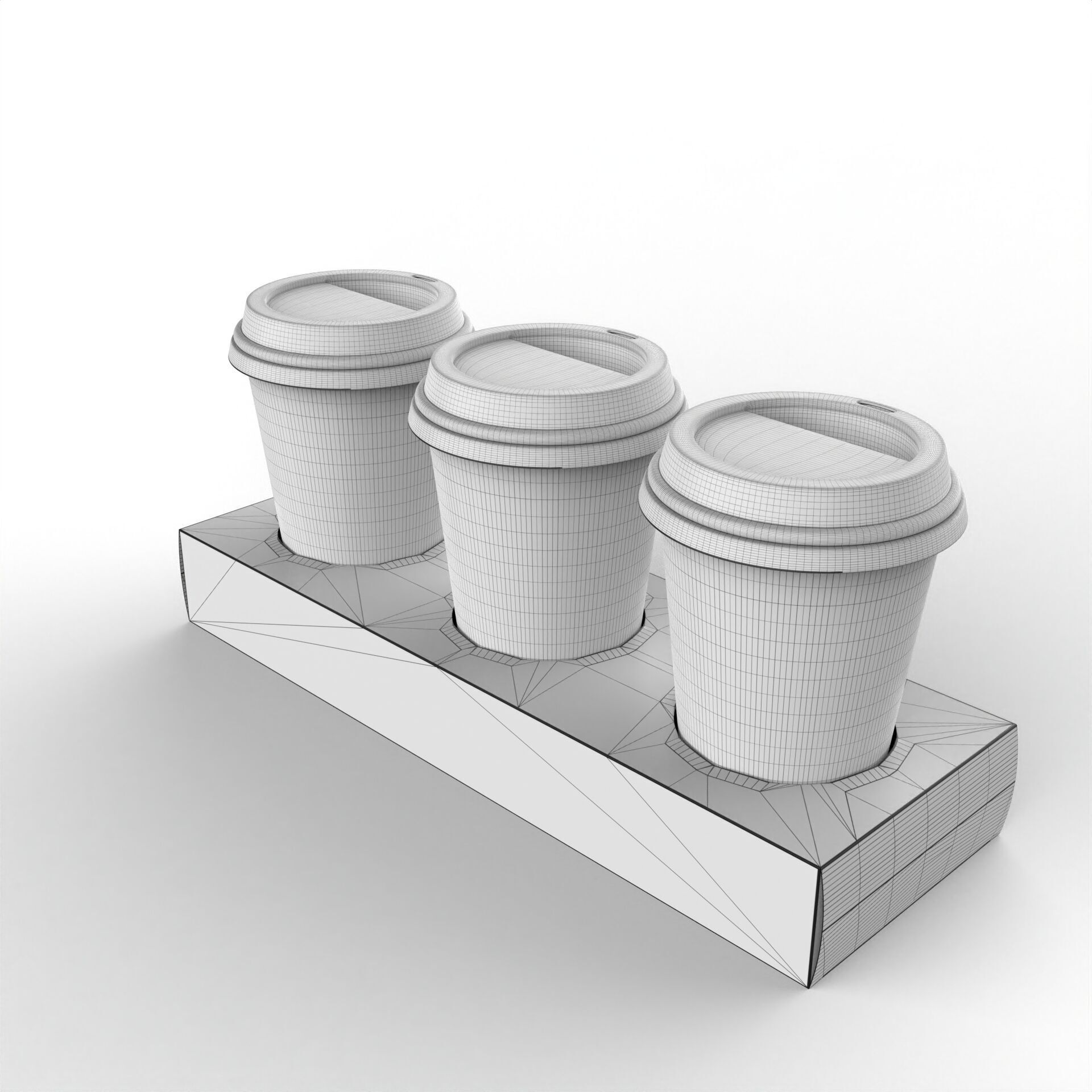 Three Coffee Cups with Kraft Paper Holder Texture_5
