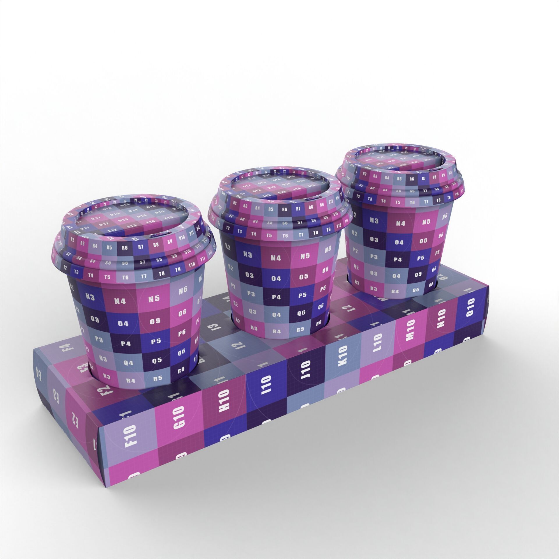 Three Coffee Cups with Kraft Paper Holder Texture_6