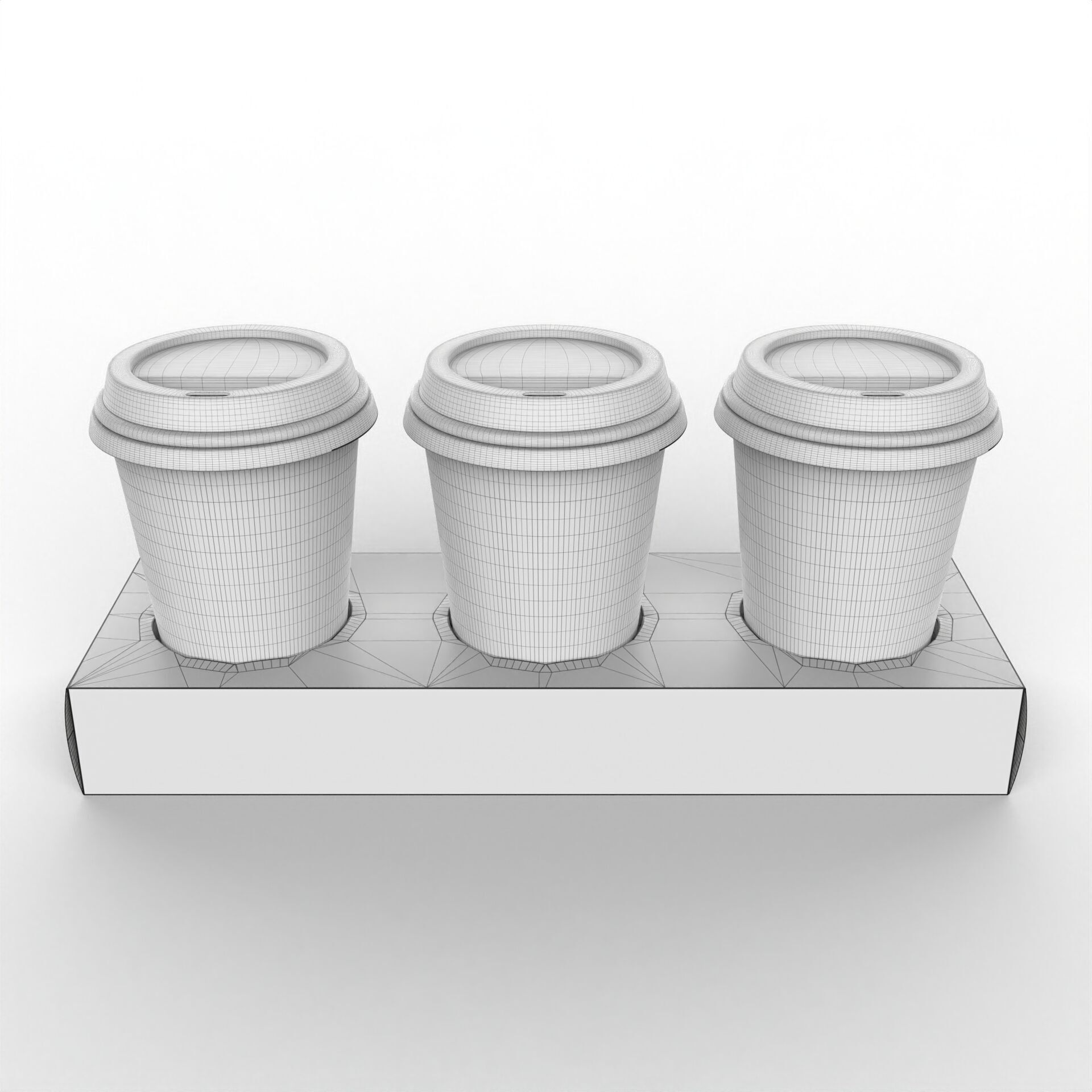 Three Coffee Cups with Kraft Paper Holder Texture_4