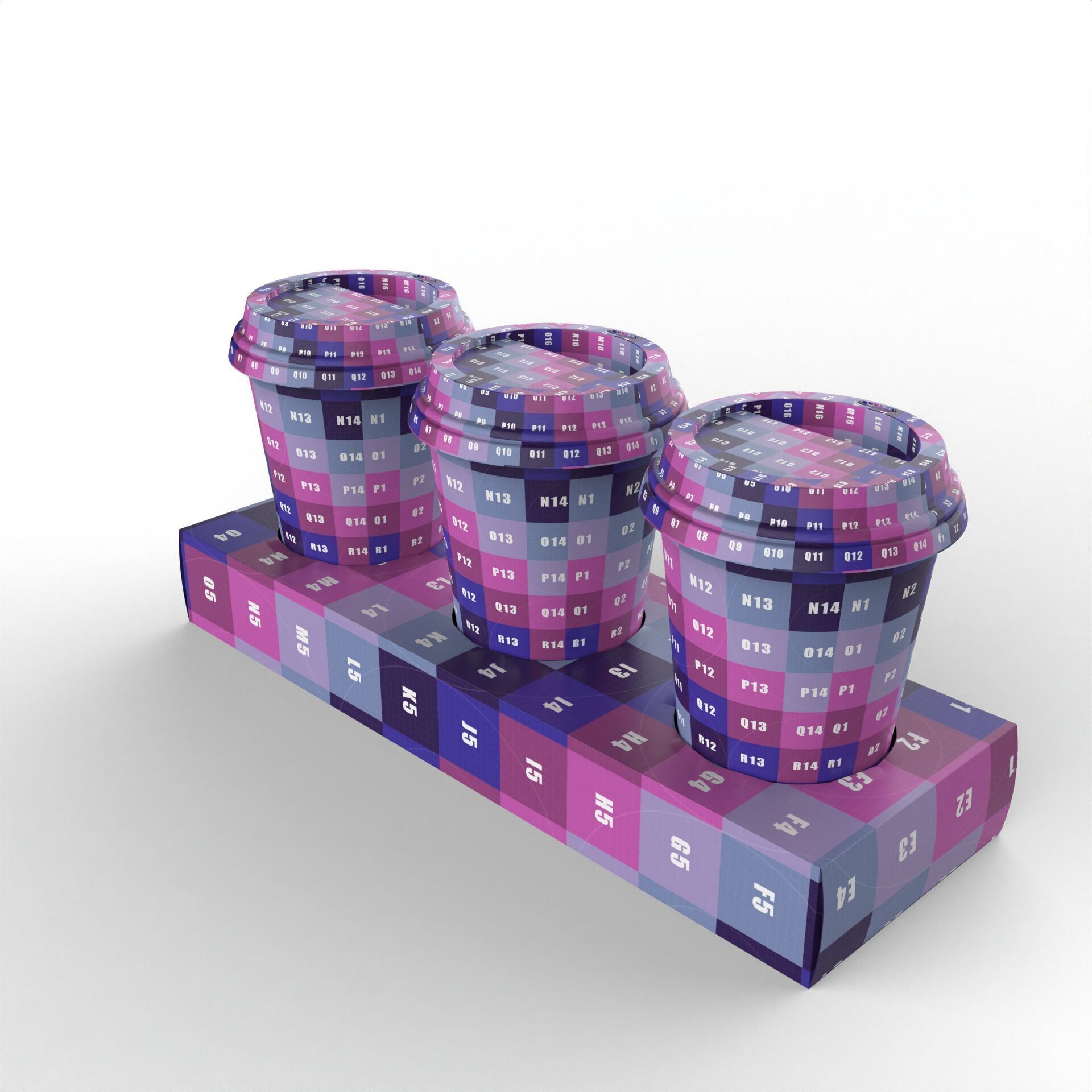 Three Coffee Cups with Kraft Paper Holder Texture_8