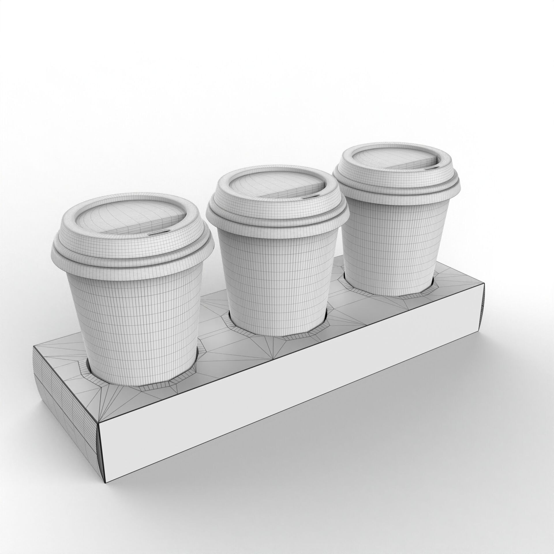 Three Coffee Cups with Kraft Paper Holder Texture_3