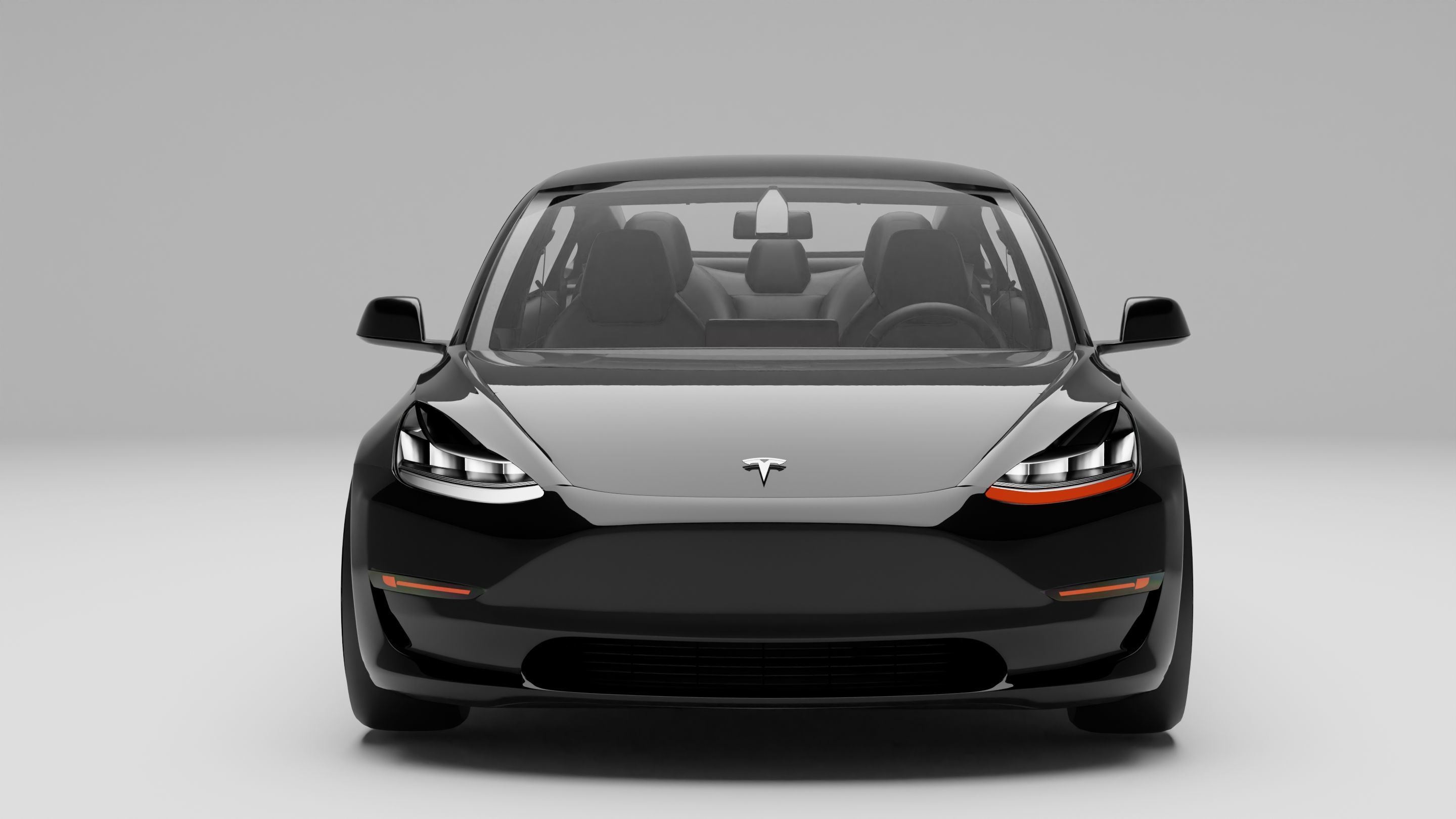 Tesla model 3 with interior 3D model_2