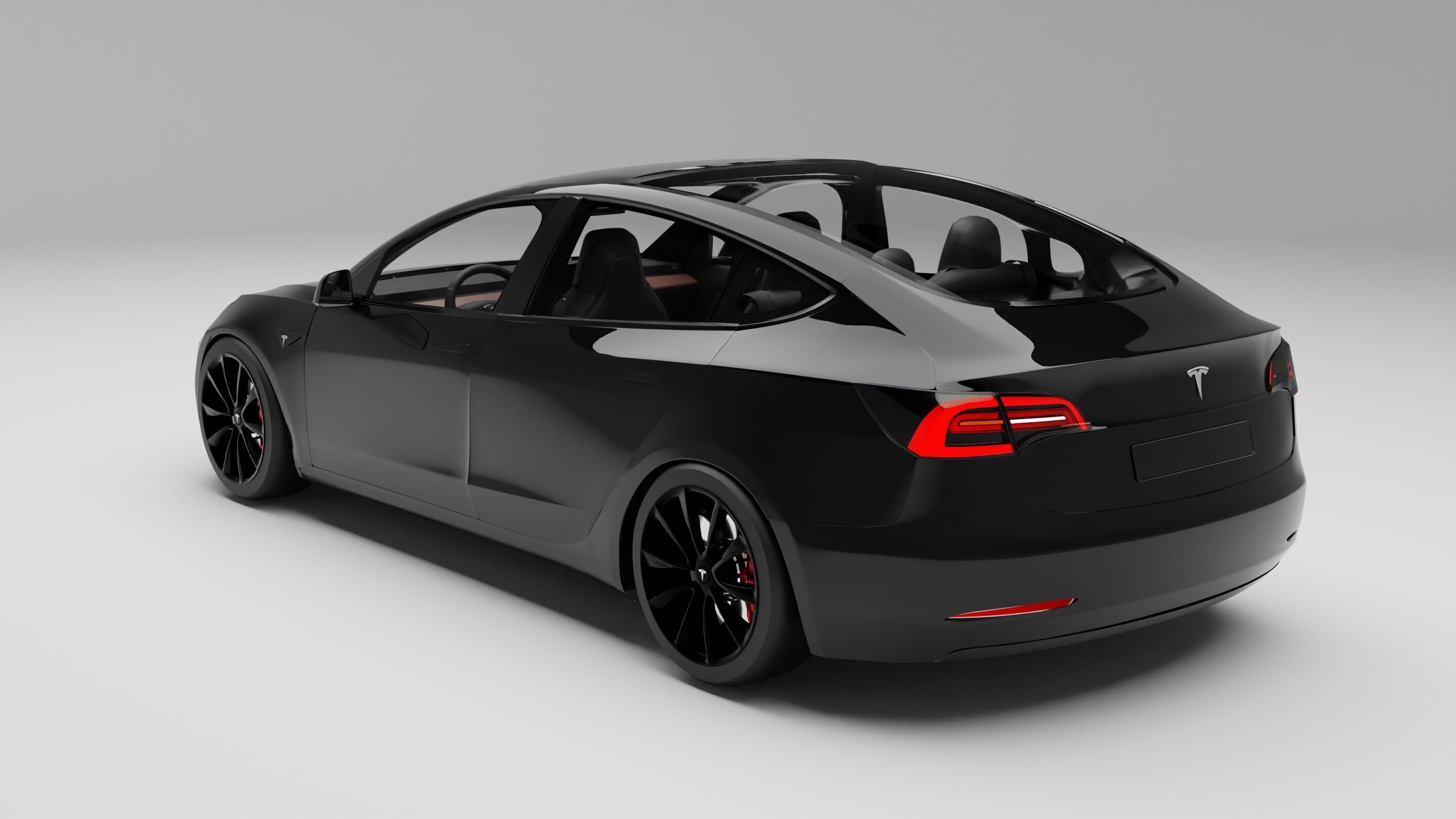 Tesla model 3 with interior 3D model_1