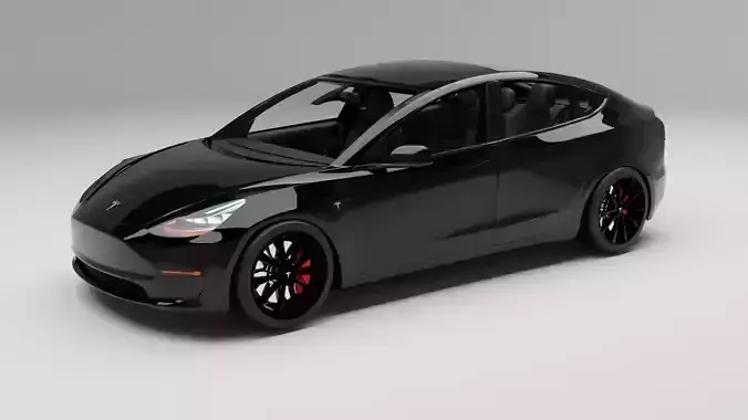 Tesla model 3 with interior 3D model Tesla model 3 with interior 3D model