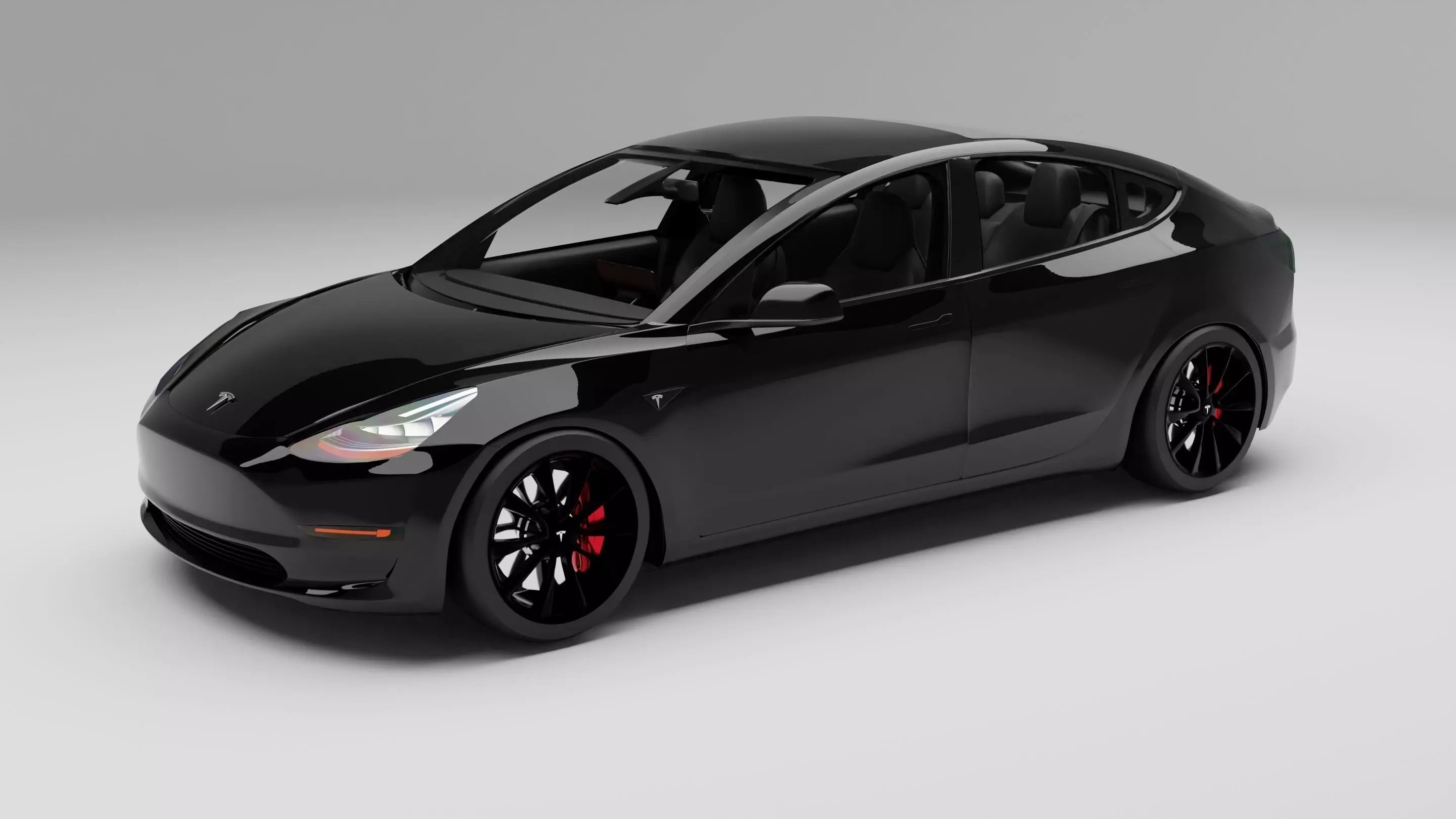 Tesla model 3 with interior 3D model_0