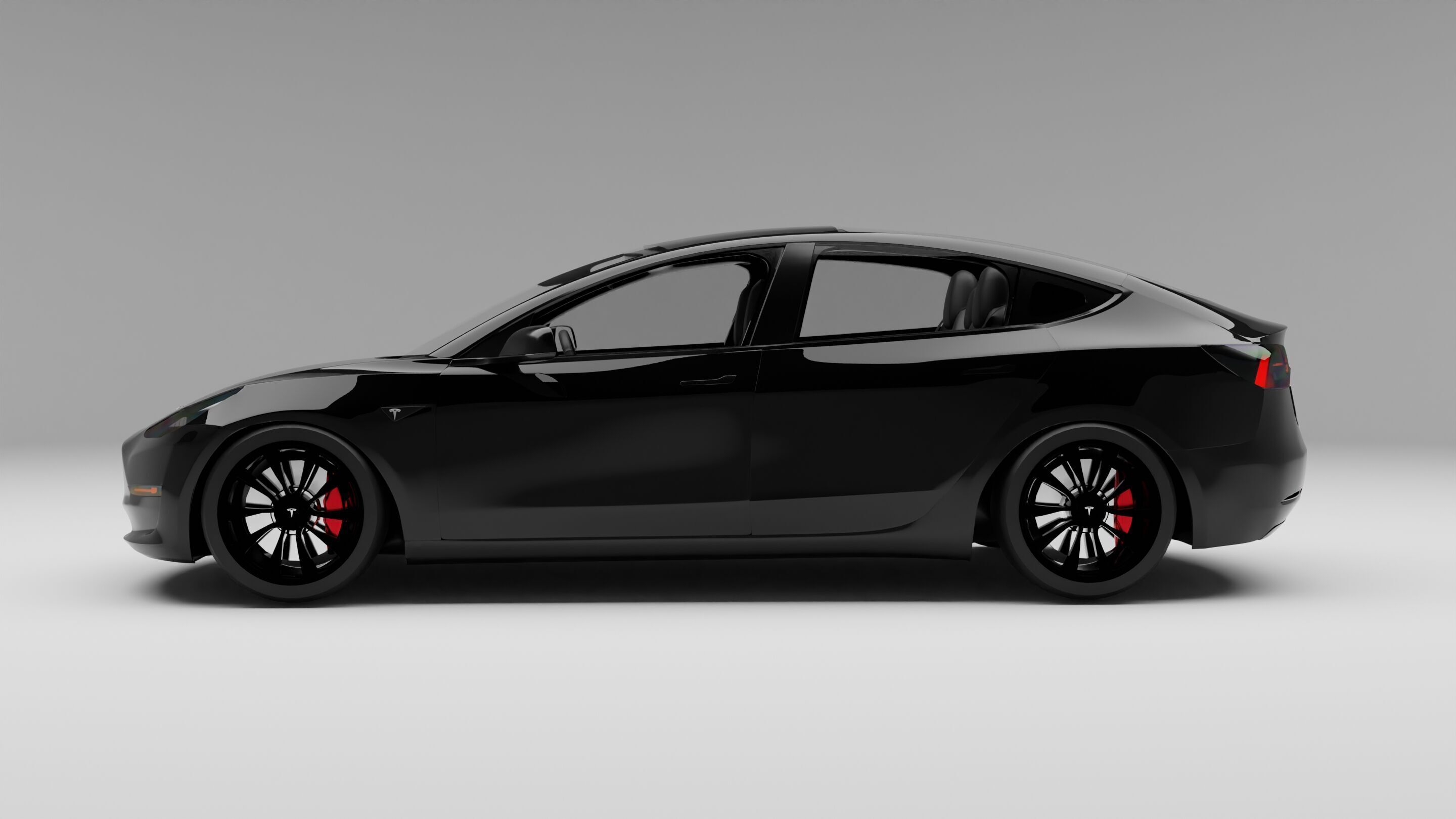 Tesla model 3 with interior 3D model_4