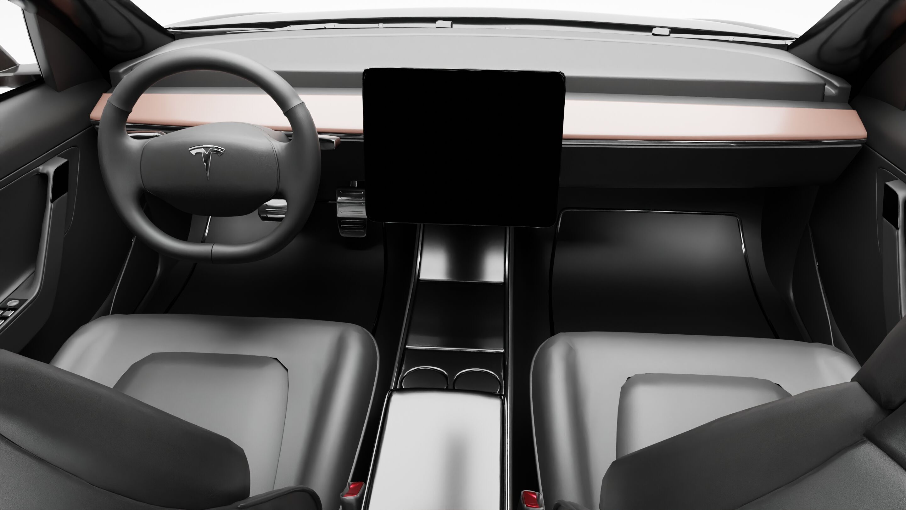 Tesla model 3 with interior 3D model_5
