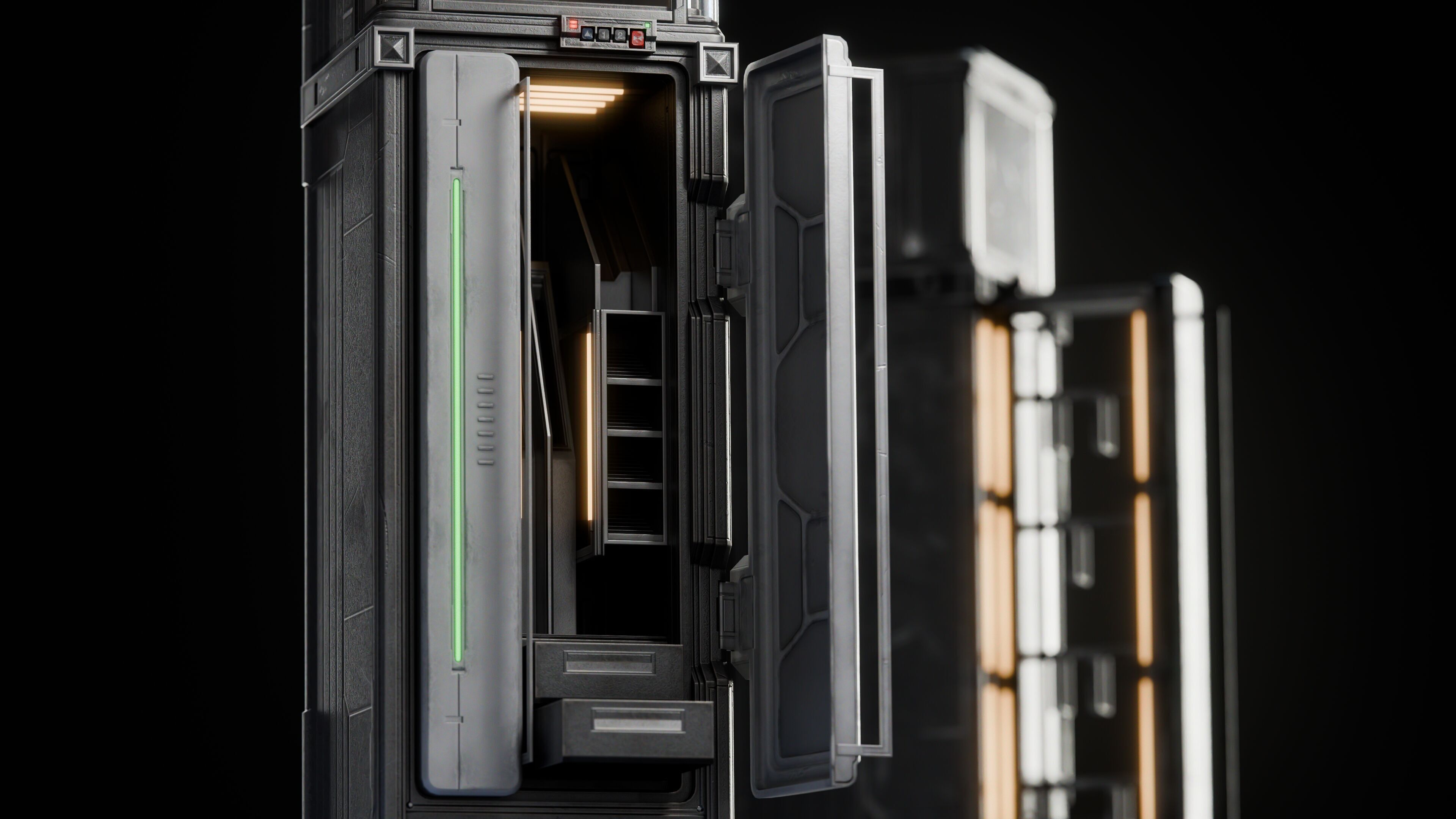 GAME READY CYBERPUNK LOCKER PBR RIGGED Low-poly 3D model_2