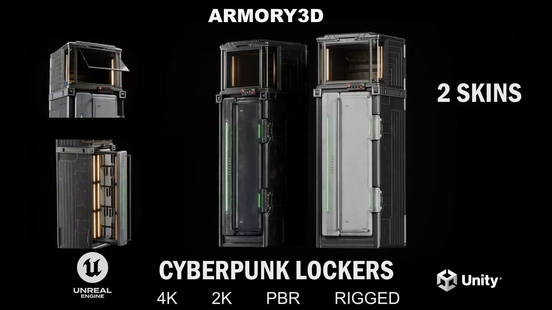 GAME READY CYBERPUNK LOCKER PBR RIGGED Low-poly 3D model_0