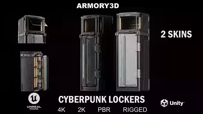 GAME READY CYBERPUNK LOCKER PBR RIGGED Low-poly 3D model