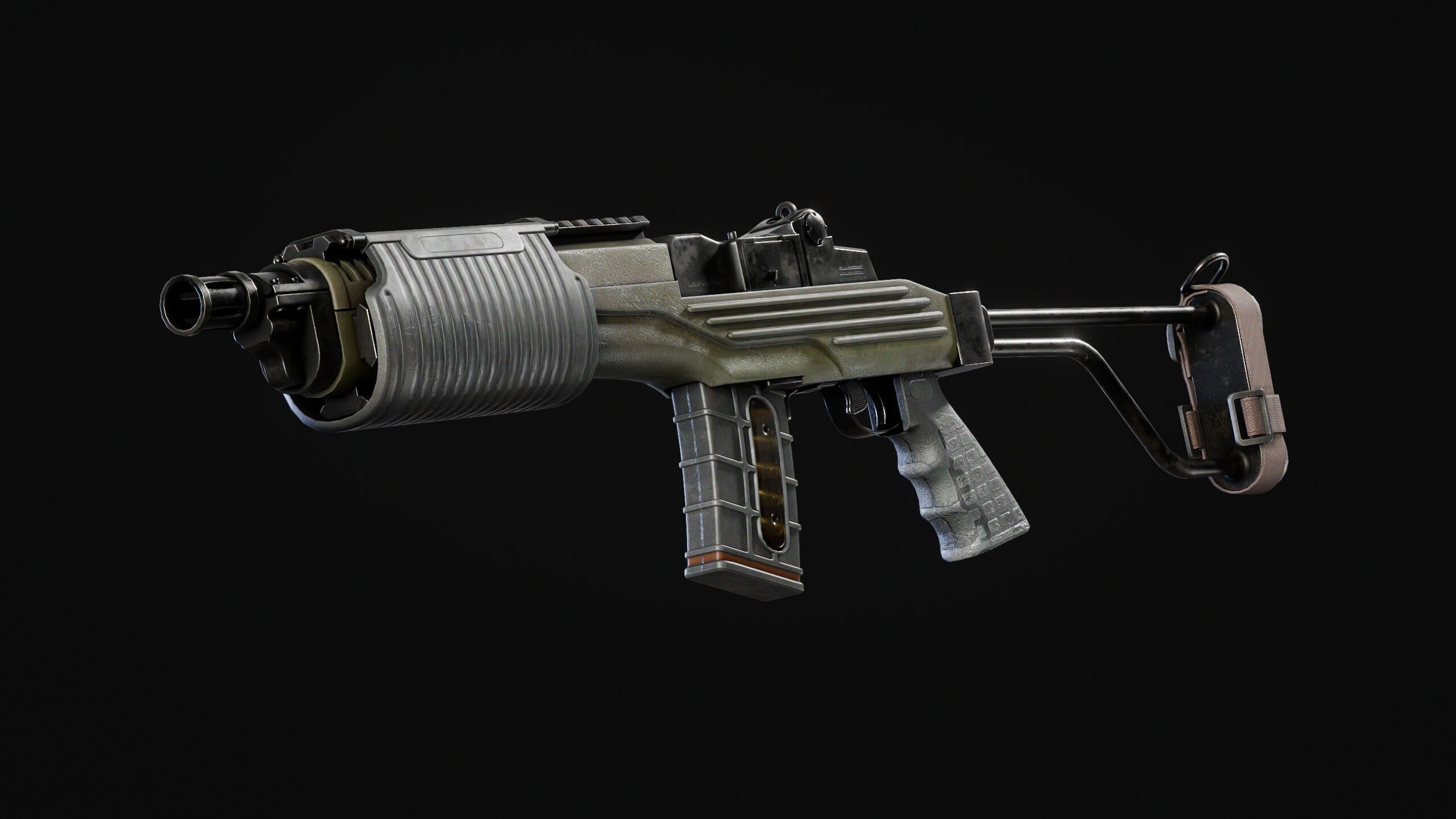 CYBERPUNK RIFLE PBR LOW POLY Low-poly 3D model_3