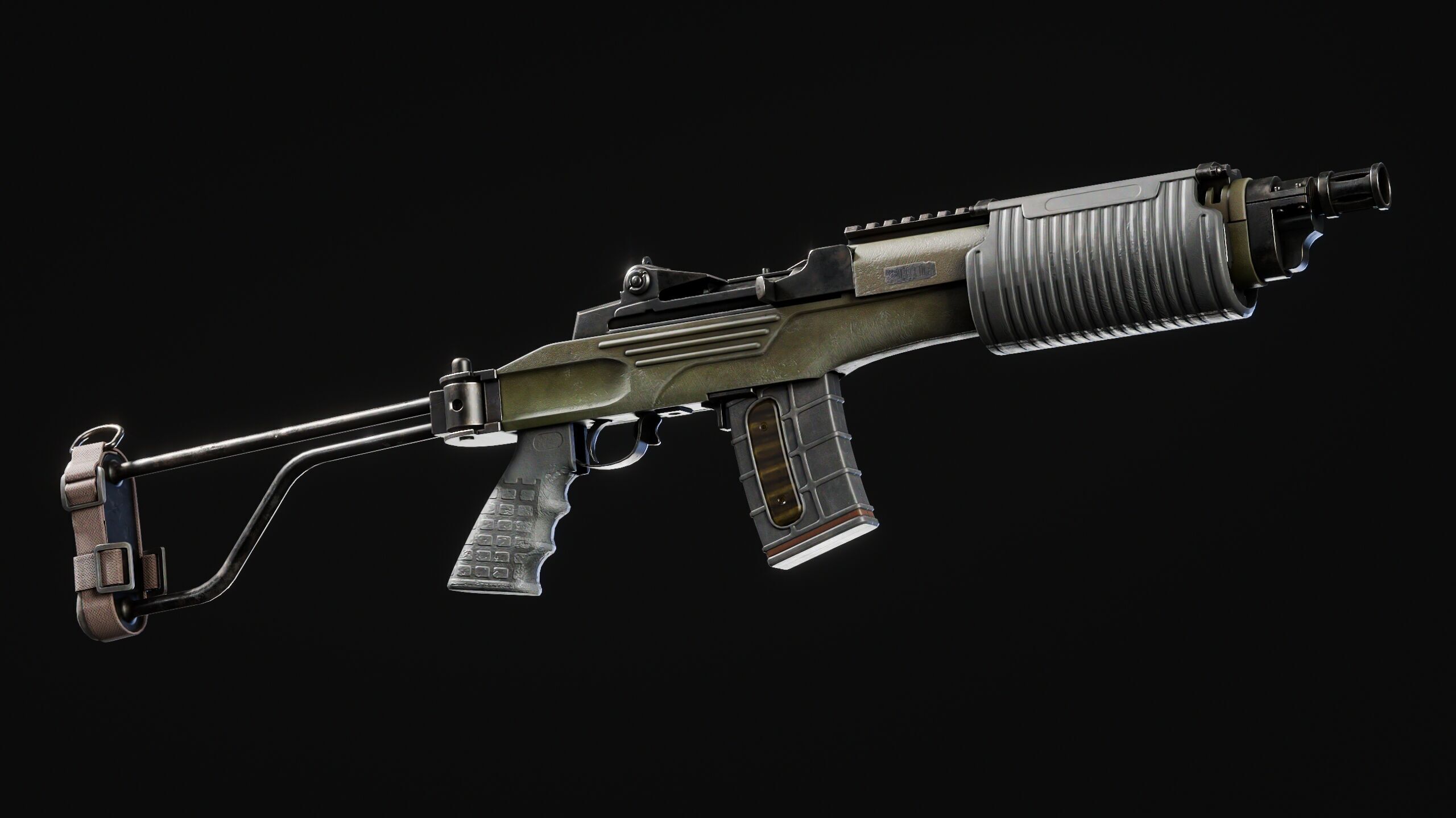 CYBERPUNK RIFLE PBR LOW POLY Low-poly 3D model_1