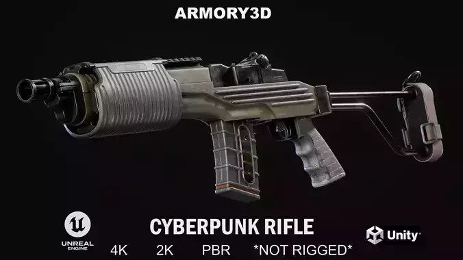 CYBERPUNK RIFLE PBR LOW POLY Low-poly 3D model